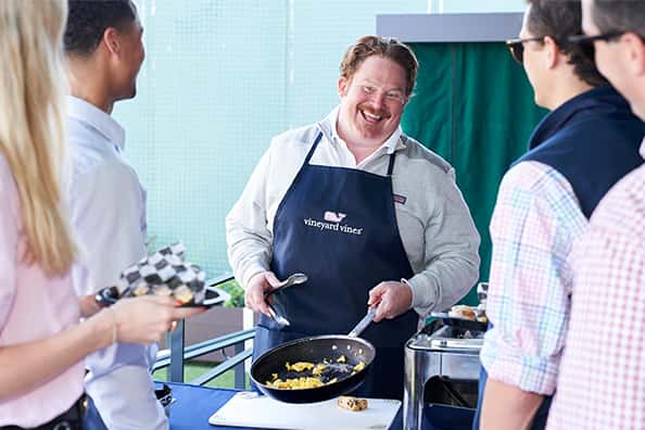 casey webb of man v food talking to some hungry folks