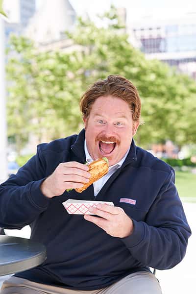 casey webb of man v food facing off against some food