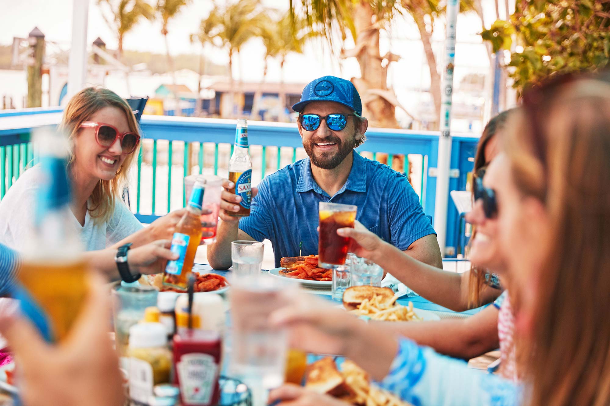 Matt Smukall with friends having a drink