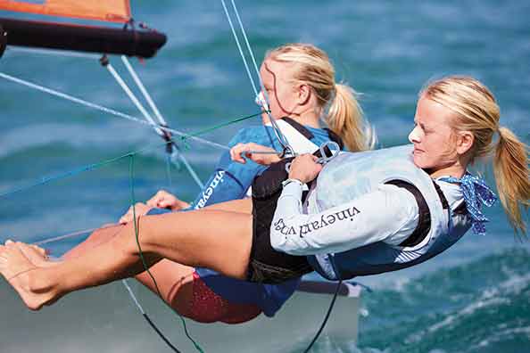 women parasailing