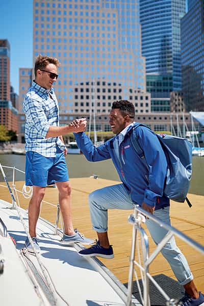 nate helping a friend on the boat