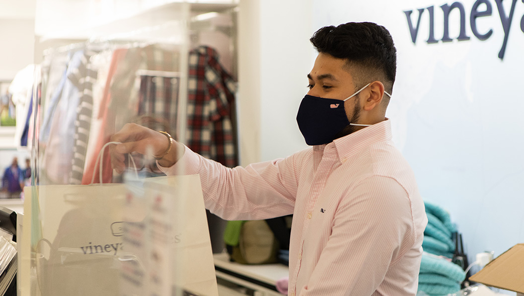 vineyard vines employee styling mannequin