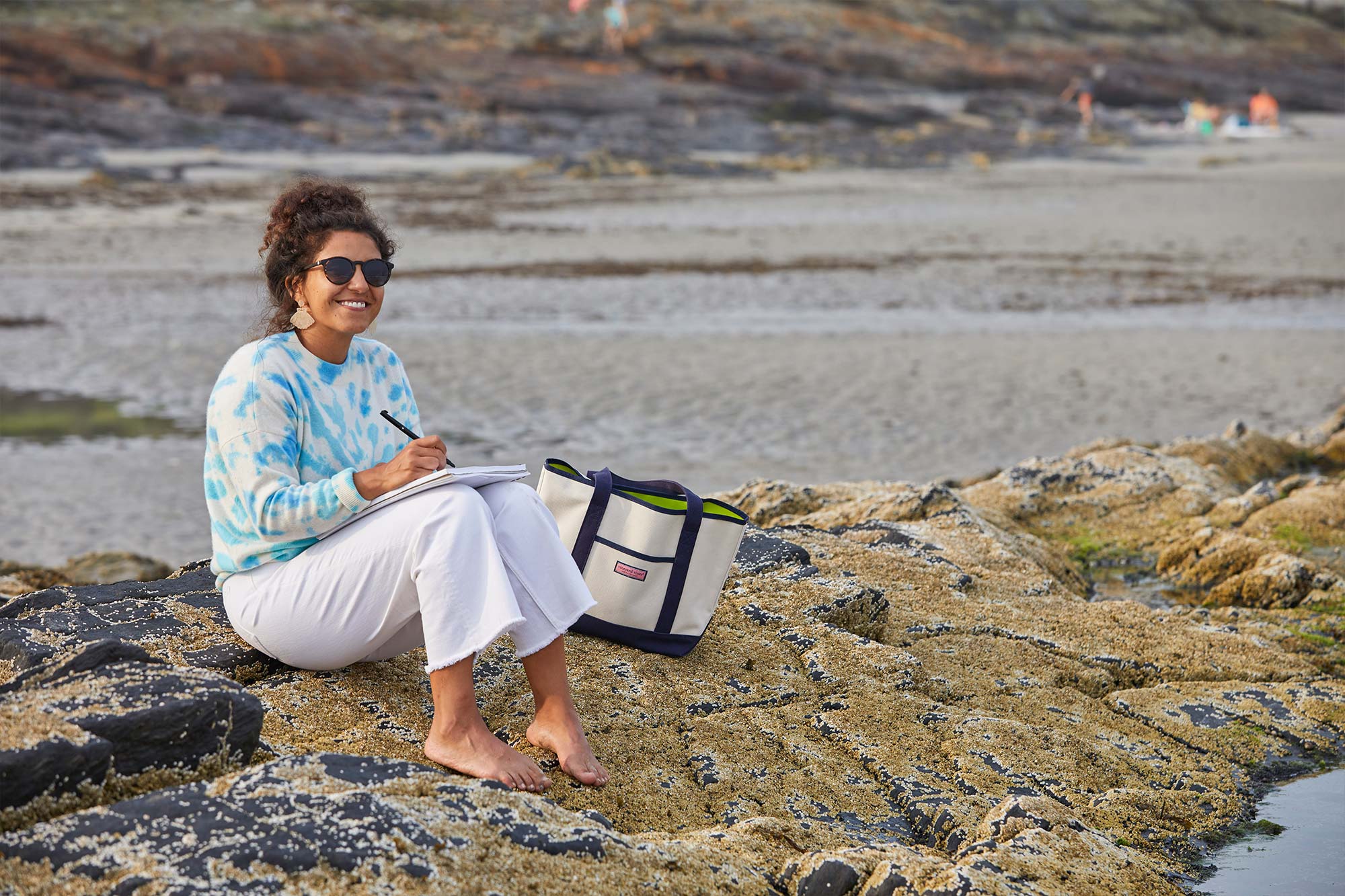 Jordan Parks drawing at the beach
