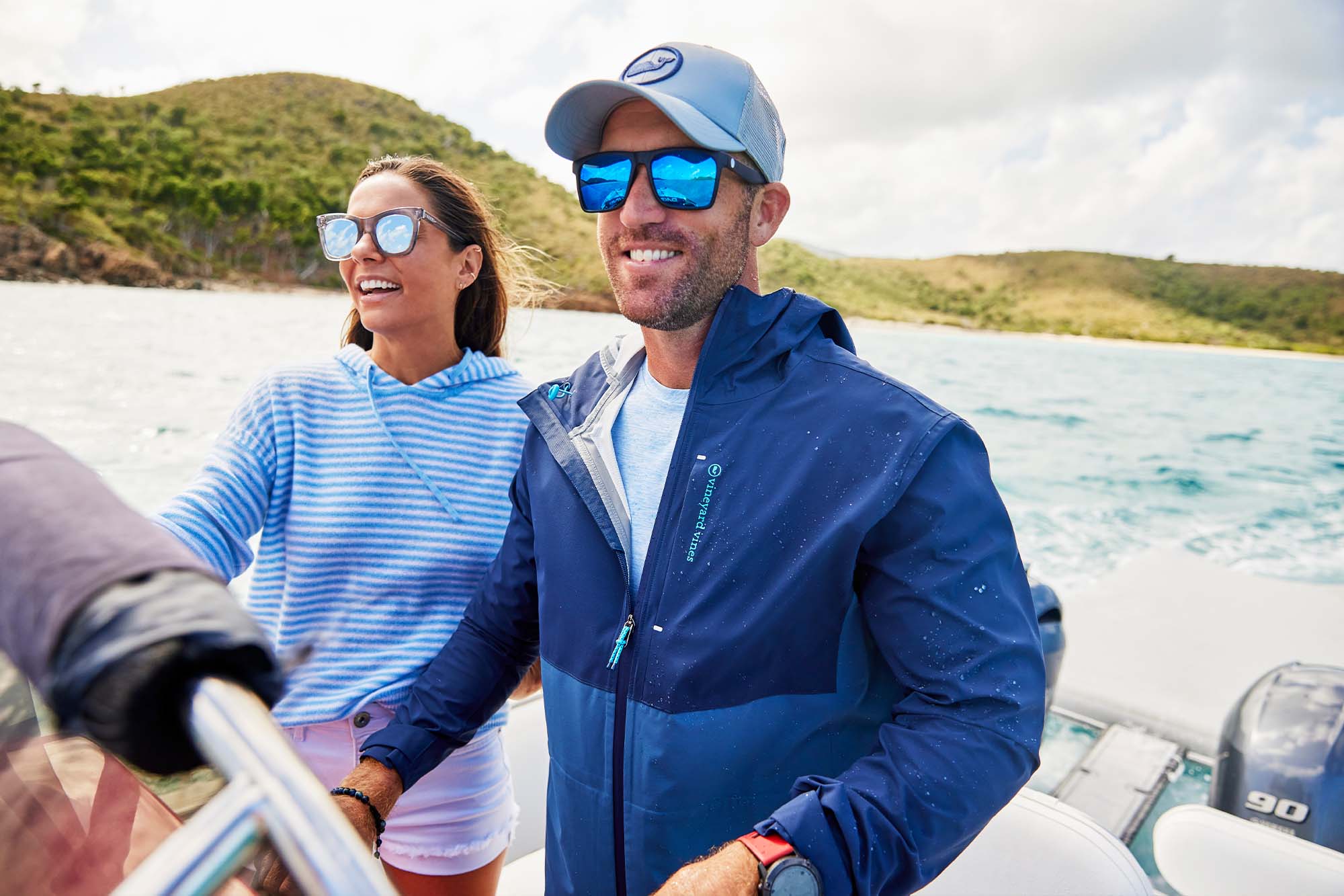 Seth Webb and friend on boat